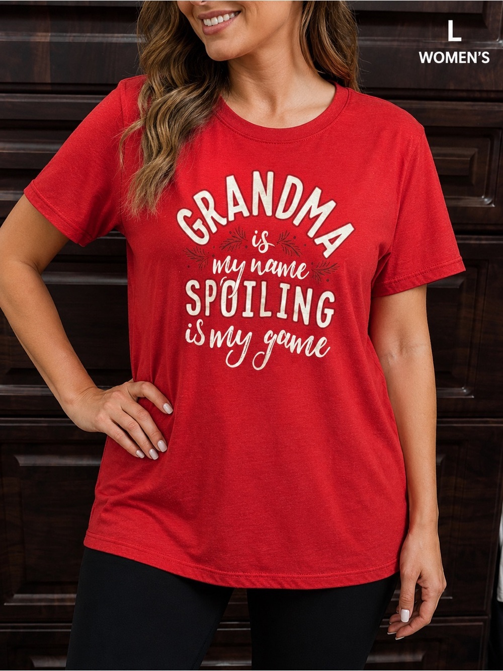 Holiday Time Red Graphic Tee with White Logo LARGE